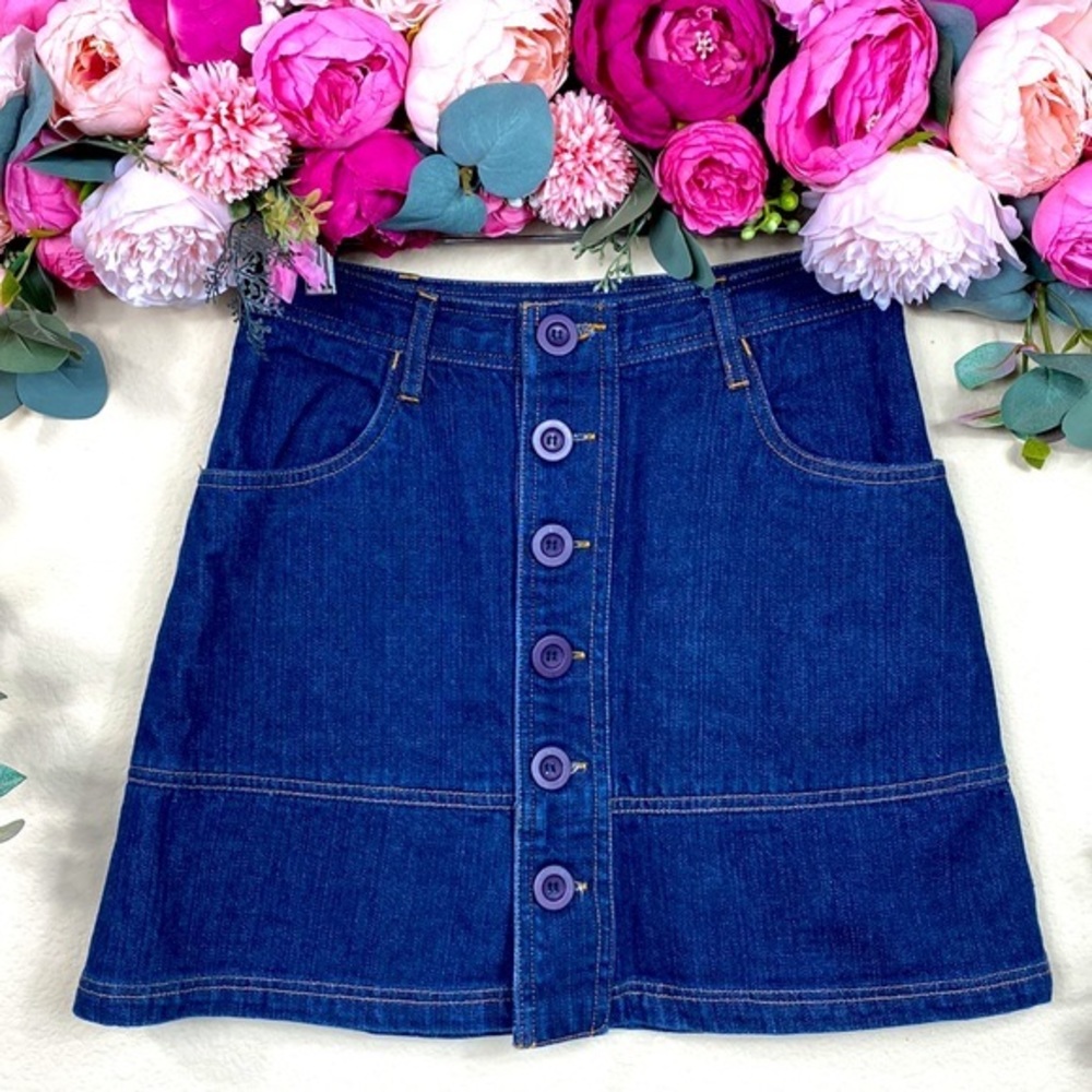 •MTV• Y2k Button Down Denim Mini Skirt